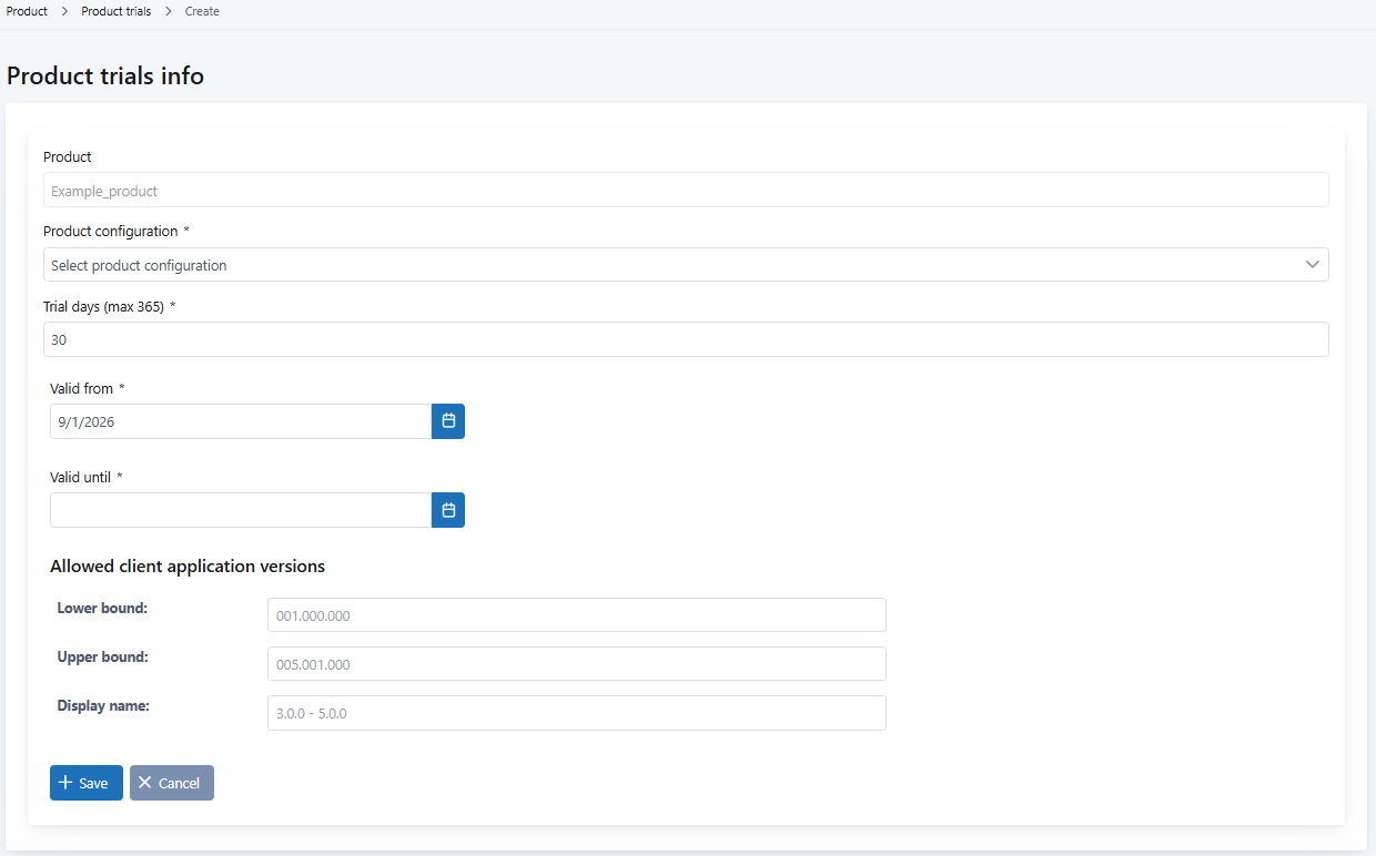 Create a product trial