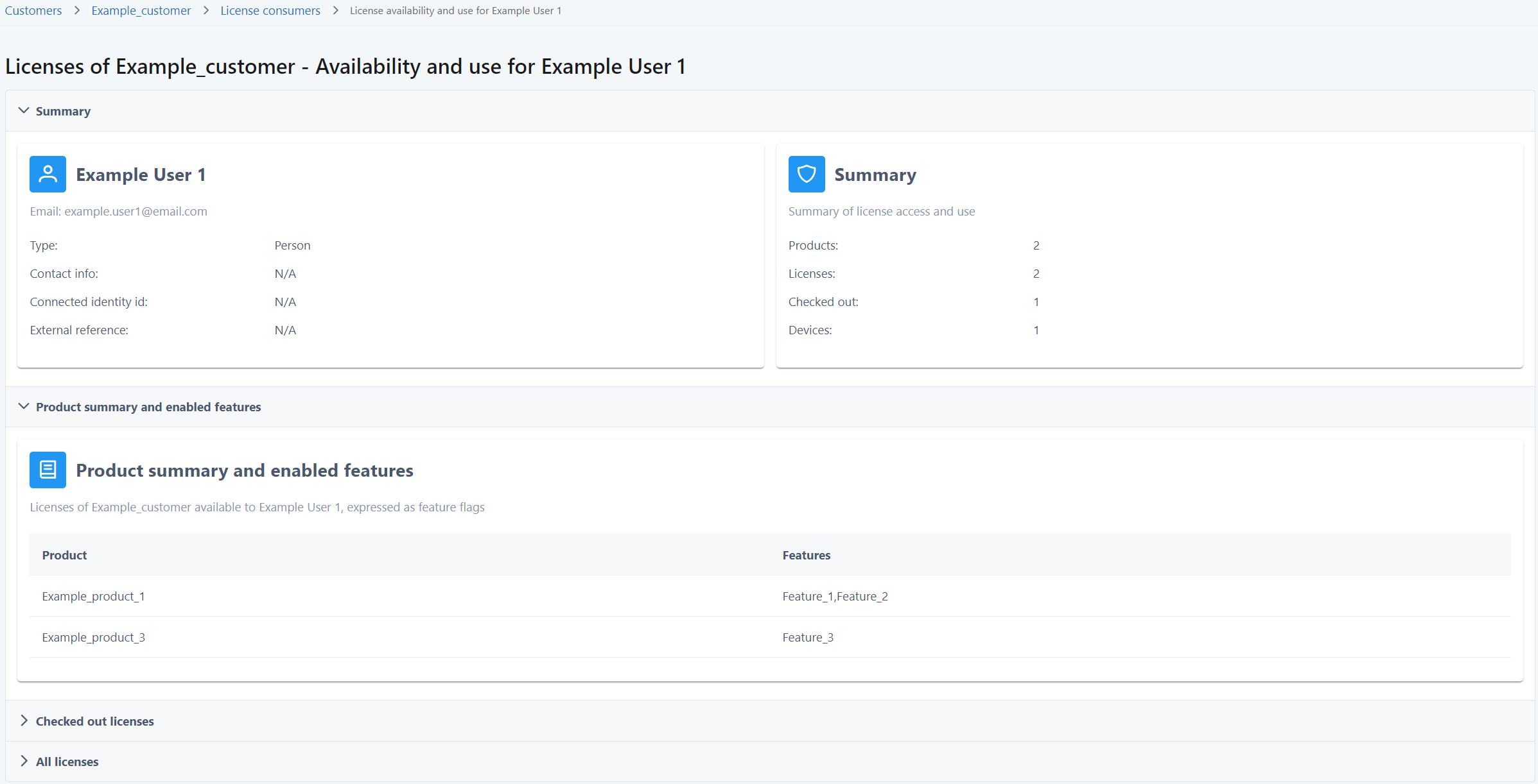 Feature flags for a license consumer