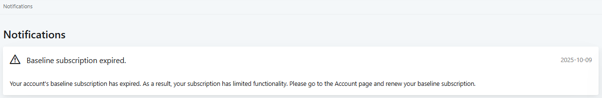 Notifications page