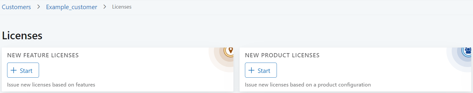 Options on license page