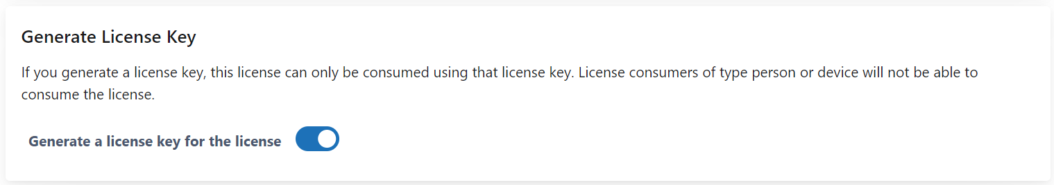 Generate a license key