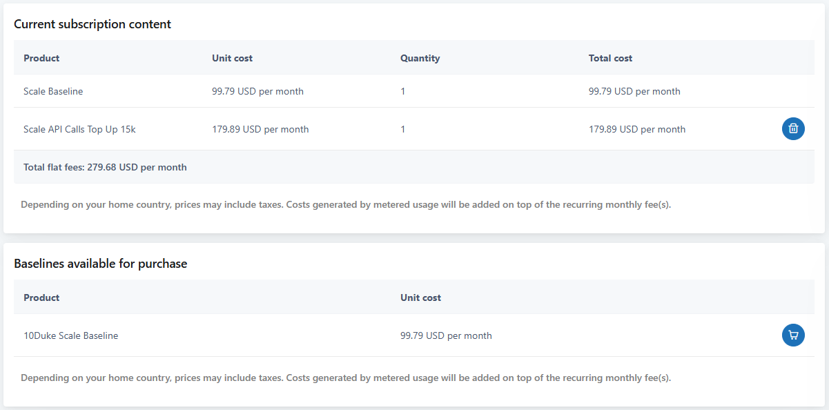 Purchase a baseline package